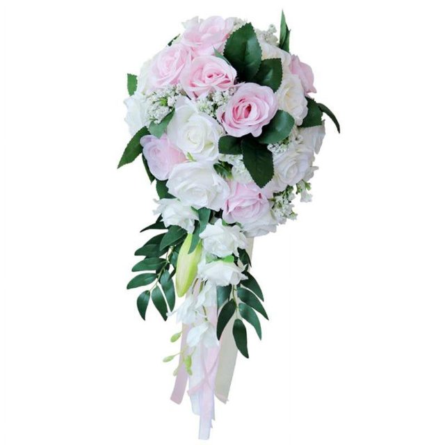 Bouquet de Mariée Main Tenant des Fleurs Artificielles Blanc