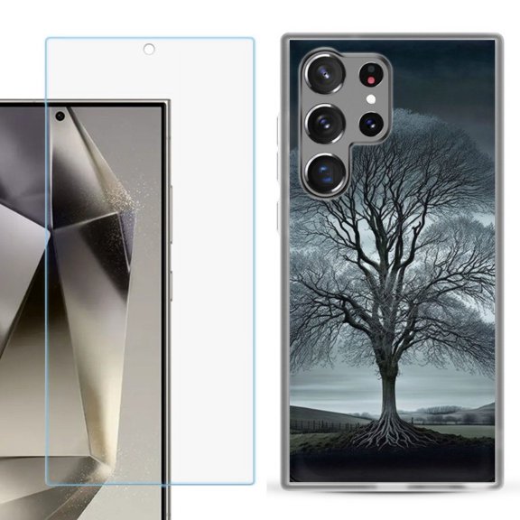 OneToughShield ® Compatible with Samsung Galaxy S24 Ultra, Shockproof Phone Case, with Tempered Glass Screen Protector - Winter Tree