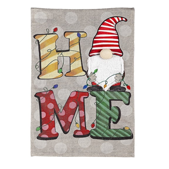 Evergreen Home Gnome Garden Burlap Flag 12.5 x 18 Inches Indoor Outdoor Decor