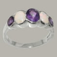 thumbnail image 2 of LBG British Made 9k White Gold Natural Amethyst & Opal Womens Engagement Ring - 33 size options - Size 7, 2 of 6