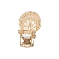 bali & pari Ediva Modern Bohemian Natural Brown Rattan Peacock Accent Chair