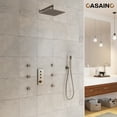 thumbnail image 5 of CASAINC Luxury Thermostatic 2-Spray Patterns 12 in. Flush Wall Mount Rainfall Dual Shower Heads with 6-Jets in Brushed Nickel, 5 of 10
