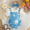 thumbnail image 2 of Tigivemen Newborn Baby Girl Clothes Bodysuit Romper and Flutter Sleeve Tops with Headbands Infant Summer Spring Outfits Sky Blue,6-9 Months, 2 of 5