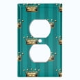 thumbnail image 2 of Metal Light Switch Plate Cover Elegant Yellow Crown Green Striped Damask DAM099, 2 of 13