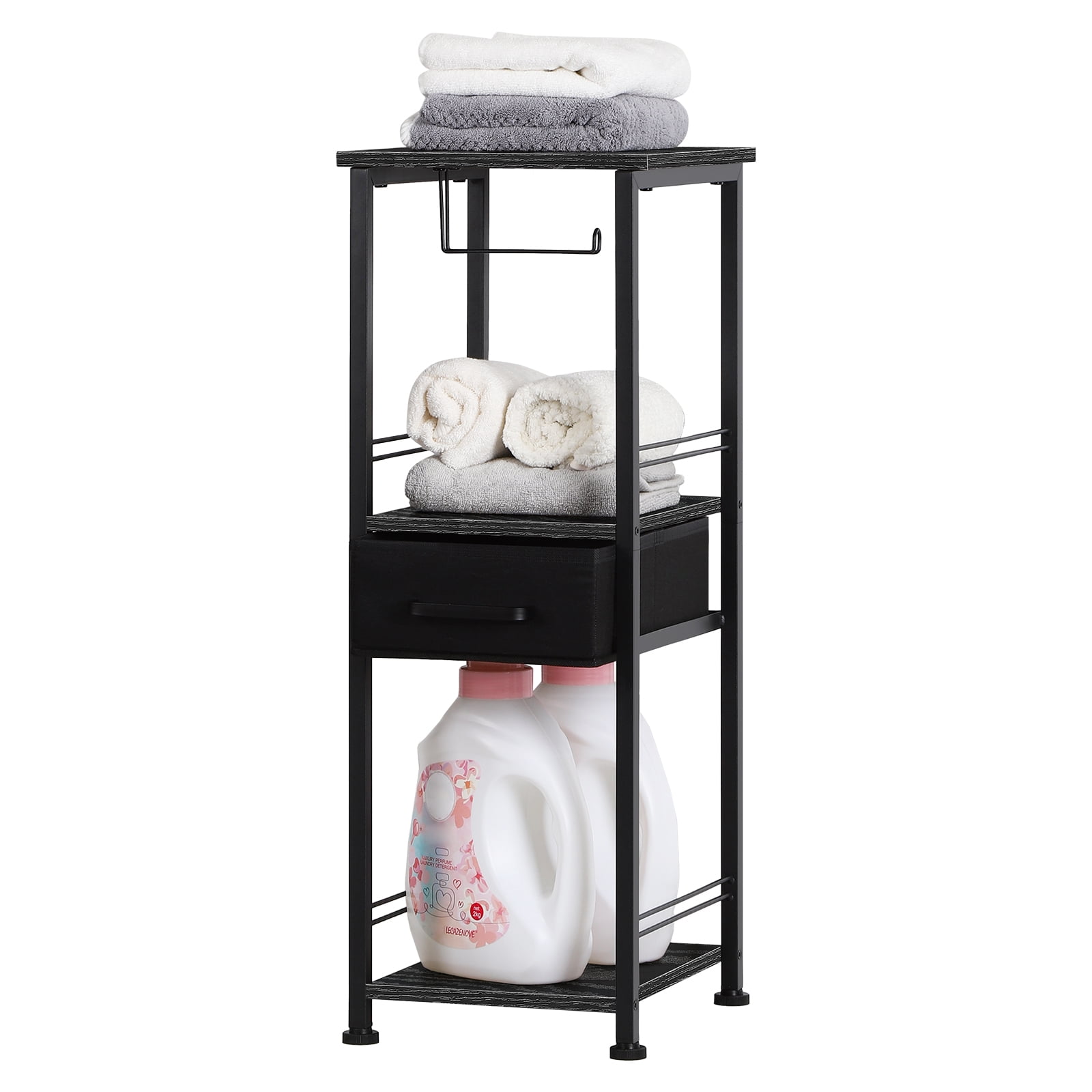 3-Tier Bathroom Storage Cabinet Tissue Holder Black