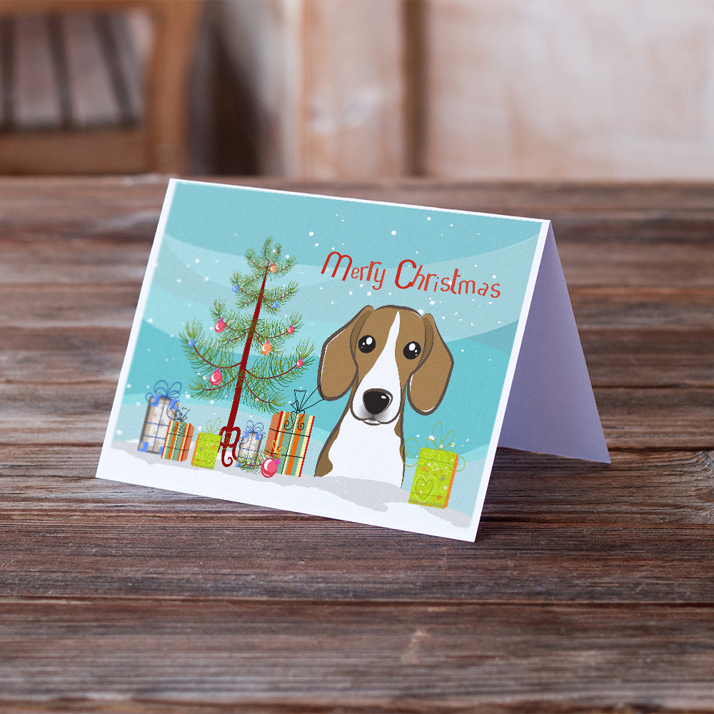 Christmas Tree and Beagle Greeting Cards and Envelopes Pack of 8