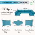 thumbnail image 5 of PUKNLY Outdoor Furniture Replacement Cushions, Fits 6-seat Sectional Rattan Conversation Set, 14 Piece Patio Water-Resistant Replacement Sofa Cushions, Liner&Cover（Lake Blue）, 5 of 8