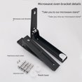 thumbnail image 2 of Wall-Mounted Stainless Steel Foldable Microwave Shelf with Adjustable Length - Heavy-Duty Oven Rack Bracket for Kitchen Space Saving, Easy Assembly with Included Screws (Black, 1 Pair), 2 of 5