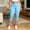 Light Blue, variant on Drovellove Women's Plus Size Yoga Capris – High Waisted Elastic Waist Stretch Pants for Workout, Lounge, or Casual Outings