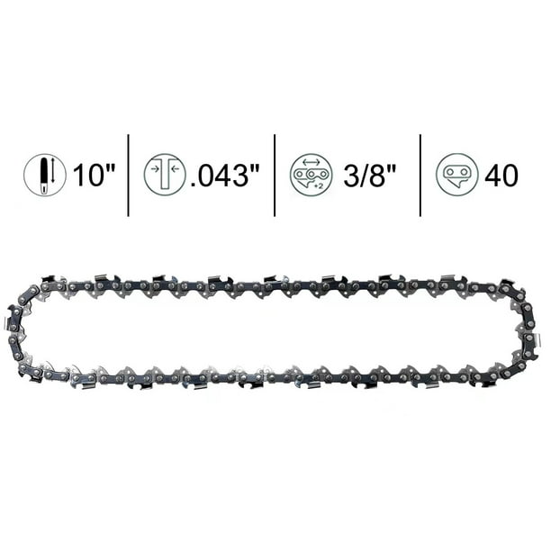 10" Chainsaw Chain Replacement 3/8" LP .043 40DL for Black & Decker LCS1020 20Volt chainsaw