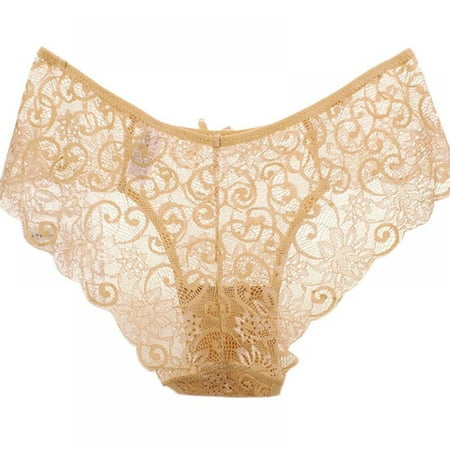

Wisremt 1 Pc Women Sexy Full Lace Panties High-Crotch Transparent Floral Bow Soft Briefs Underwear