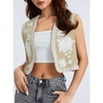 thumbnail image 5 of ZAXARRA Women Vintage Floral Embroidered Vest Tops Sleeveless Linen Open Front Cardigan Boho Blouses Waistcoat, 5 of 9