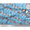 thumbnail image 2 of Soimoi Blue polyester Crepe Fabric Artistic Tree & Wolf Animal Print Fabric by the Yard 52 Inch Wide, 2 of 3