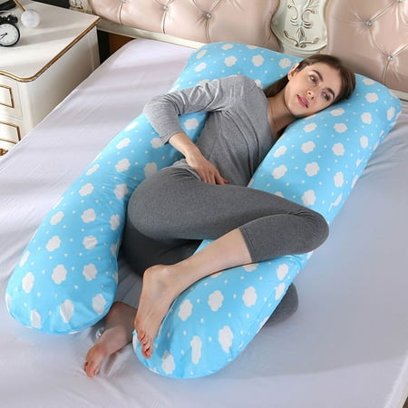 Topchances Full Body Pillow, U Shaped Bed Pillow for Men & Women, Color Blue Clouds