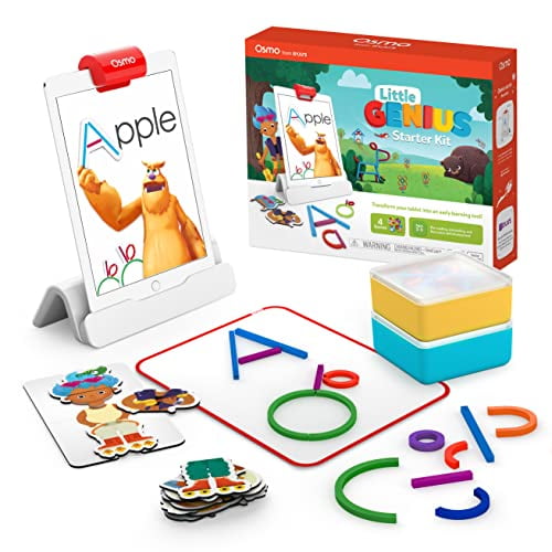 Osmo - Little Genius Starter Kit for iPad - 4 Hands-On Learning Games - Ages 3-5 - Problem Solving, Phonics & Creativity (Osmo iPad Base Included), Multicolor