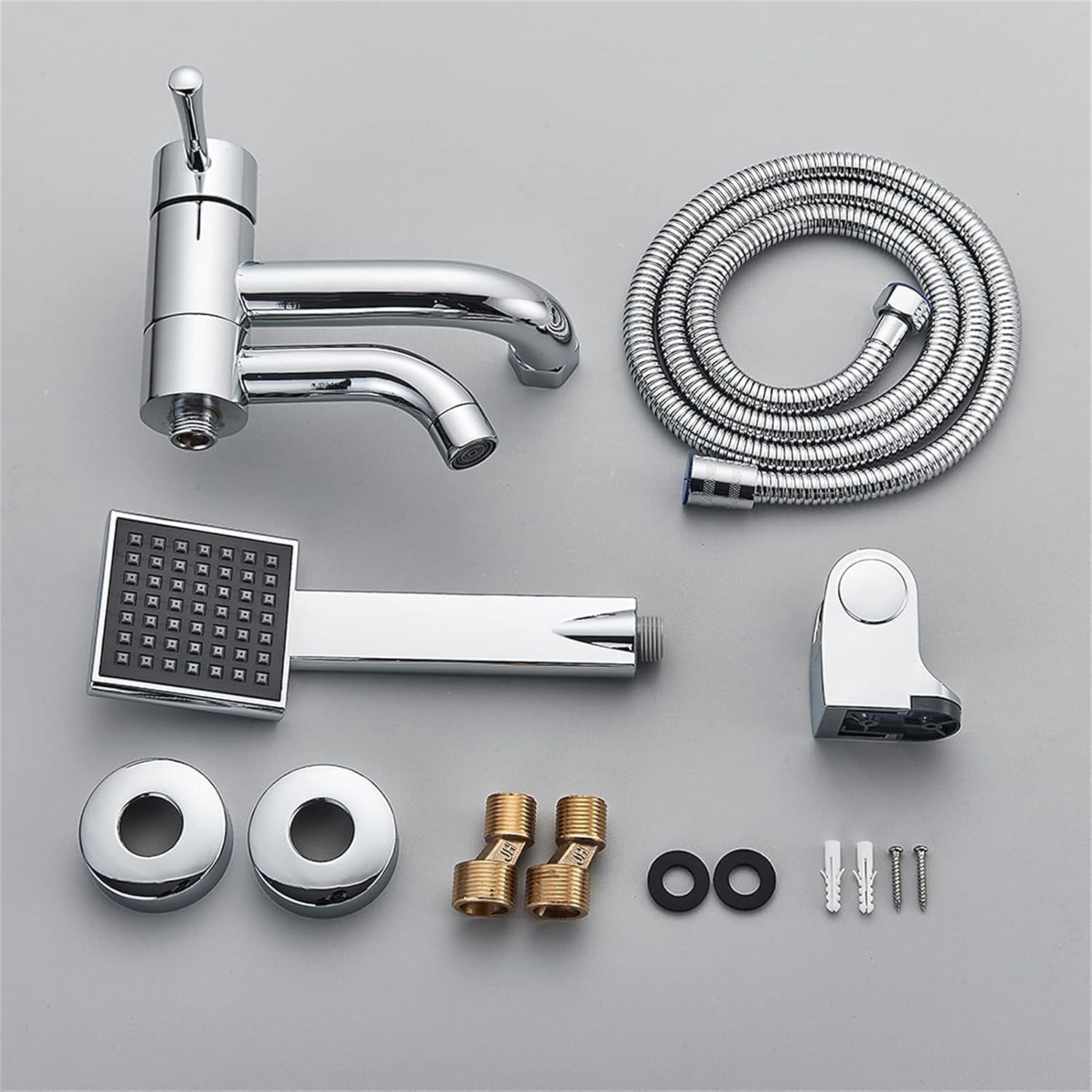 Bathtub Faucet/Tub Faucets, Swivel Spout Bathtub Mixer Tap, Chrome Single Handle Plastic Hand Shower Bath Shower Set Brass Mixer Valve