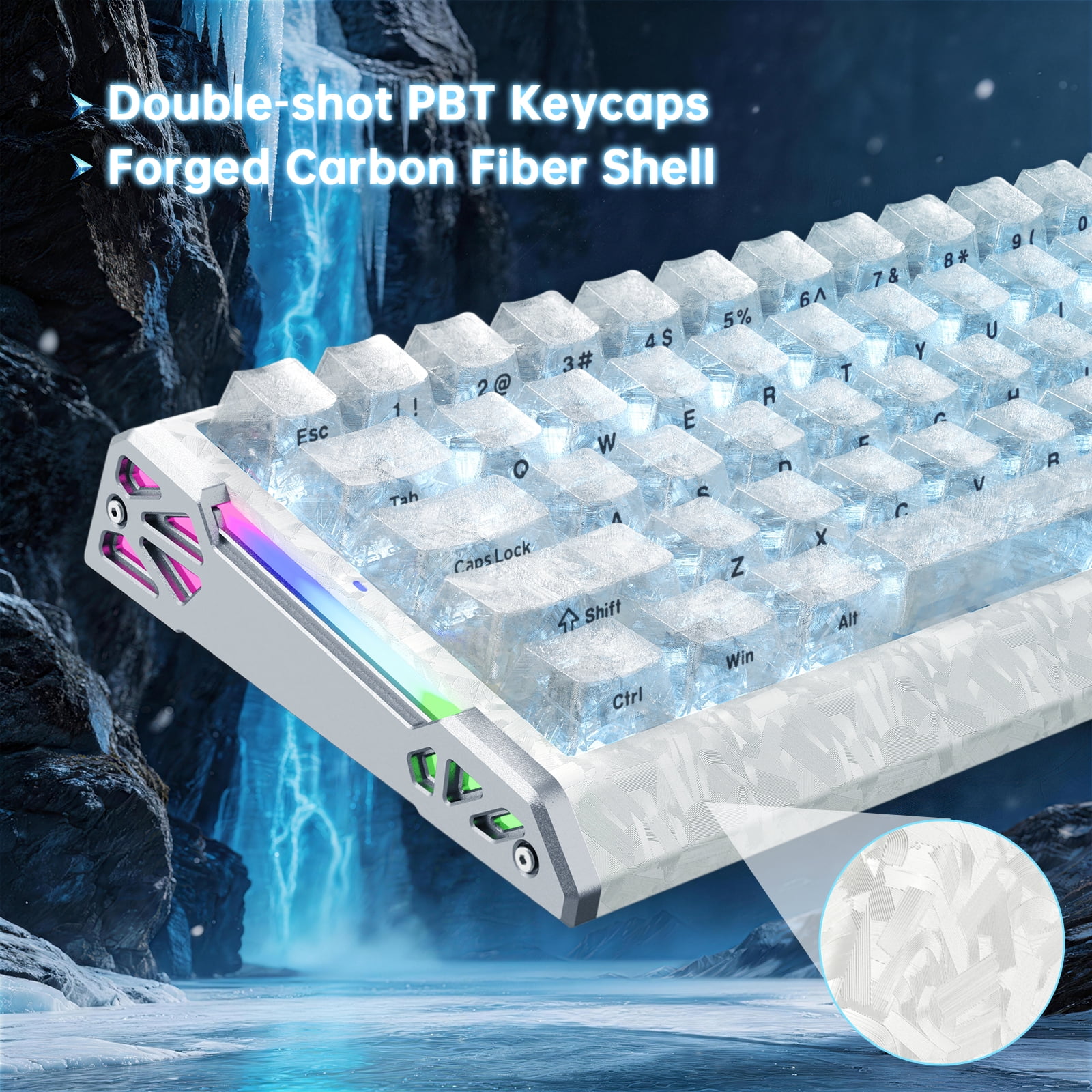 ATTACK SHARK R68 HE 8KHz RGB Gaming Corded Electric Computer Keyboard, Ice White