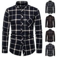 thumbnail image 3 of guisaled Mens Plaid Button Down Shirt Long Sleeve Regular Fit Casual Blouses Fashion Classic Turn Down Collar Checkered Tops, 3 of 4