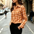 thumbnail image 7 of FDGIU Women's Plaid Button Down Shirt, Lapel Long Sleeve Loose Fit Collared Blouse Casual Tops for Office Daily Travel Outfits, 7 of 7