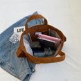 thumbnail image 2 of Bolso de mano de pana para mujer, bolso informal con asa superior, bolso de compras suave y moderno (marrón), 2 of 9