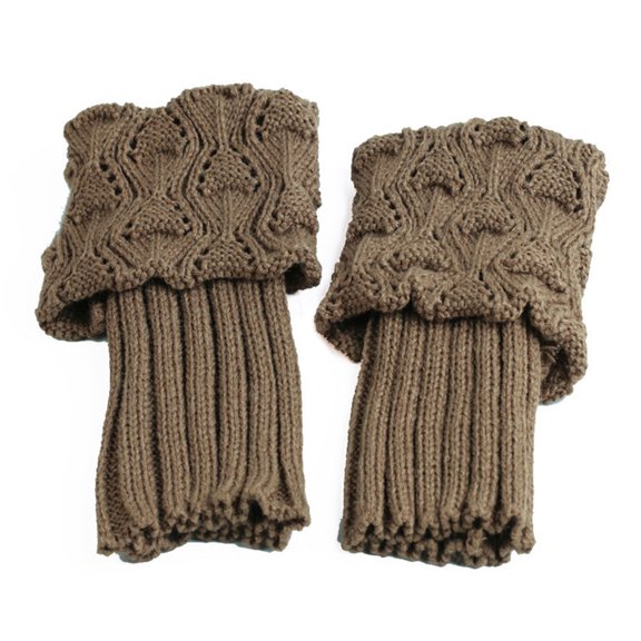 Visland 1 Pair Women's Crochet Boot Cuffs Autumn Spring Short Socks Toppers Women Crochet Knit Shell Elastic Leg Calf Warmers