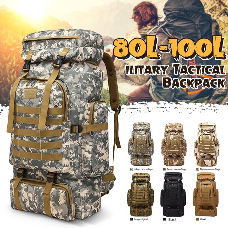 80L Large Men Military Tactical Rucksack Shoulder Backpack Camping Hiking 