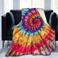 thumbnail image 1 of Tie Dye Colorful Rainbow Flannel Fleece Bed Blanket Throw Blanket Lightweight Cozy Plush Blanket for Bedroom Living Rooms Sofa Couch 60"x50", 1 of 5