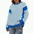 thumbnail image 3 of Towmus Womens Striped Long Sleeve Shirts for Women Crewneck Tunic Tops Color Block Blouses Fall Loose Pullover Y2K Clothes, 3 of 6