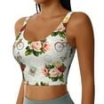 thumbnail image 2 of Vsdgher Vintage Bike Flower Butterfly Print Women Sleeveless Athletic Tank Top Built-in Bra Camisole Sports Vest for Yoga Running Fitness Exercise with Removable Pads, 2 of 8