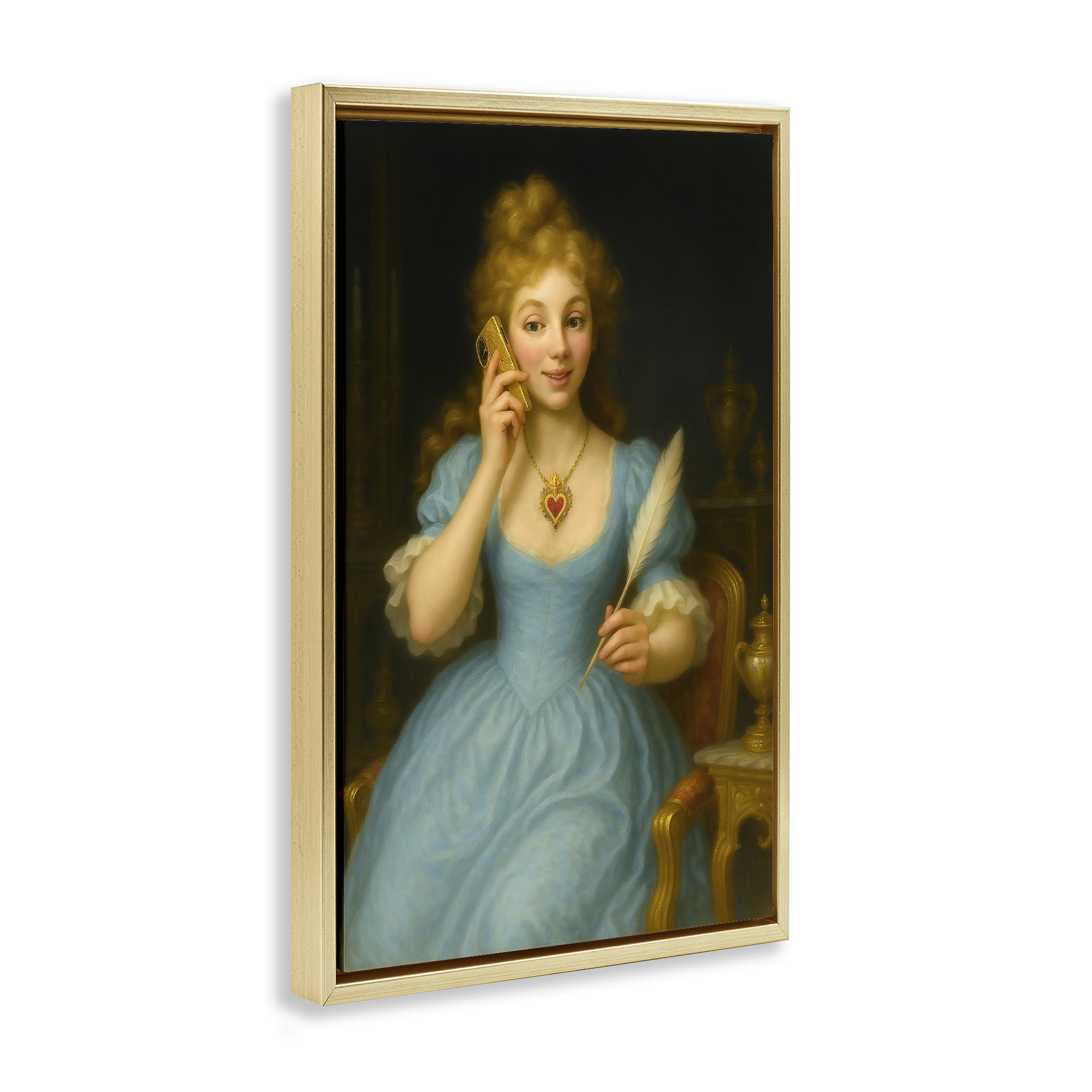Stupell Industries May I Take A Message Gold Framed Floater Canvas Wall Art, design by Grotto Studios