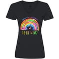 thumbnail image 3 of Inktastic Have the Courage to Be Kind Watercolor Rainbow Women's V-Neck T-Shirt, 3 of 5