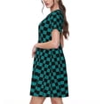 thumbnail image 2 of Disketp Black And Teal Checkerboard para Vestido de Manga Corta para Mujeres, Vestidos de Verano para Mujeres, Casual y Holgado para la Playa, 2 of 6
