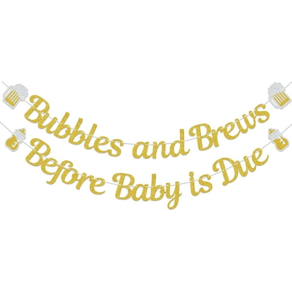 Gold & Silver Bubbles and Brews Before Baby is Due Banner, Baby Shower Decorations, A Baby is Brewing Decorations, Boy or Girl Gender Reveal Party Decor Sign