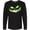AB-Black, variant on Inktastic Wide Grinning Pumpkin Face in Lime Green Glow Long Sleeve T-Shirt