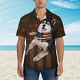 thumbnail image 5 of Siberian Husky Dog With Vintage American Flag Men's 3d Print Casual Button Down Shirts, Novelty Hawaiian Short Sleeves M, 5 of 8
