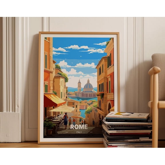 Rome Italy Cityscape Landmark Wall Art Print, Unframed Paper Poster 24x36in