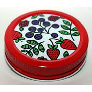Mason Jar Lids - Decorative Canning Caps Fit Regular Mouth Mason Jars - Fruit Design - Pack of 6