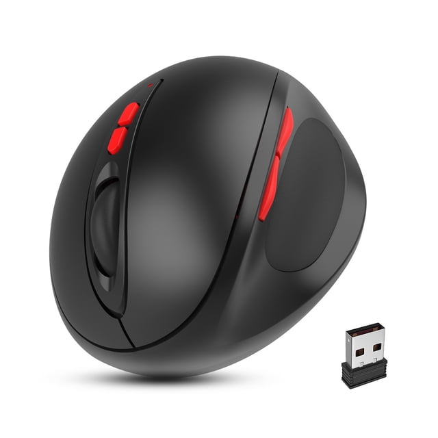 Ratón Vertical Ergonómico Ratón Óptico Inalámbrico 2.4G 10M 2400 dpi 7 Botones Ideal para Windows 7/8/10 / XP Vista Nano Receptor de Estilo Recargable ACTIVE Biensenido a ACTIVE