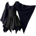 thumbnail image 1 of Trajes medievales renacentistas para mujer, vestido con corsé pirata, vestido corto irlandés tradicional con manga acampanada, 1 of 1