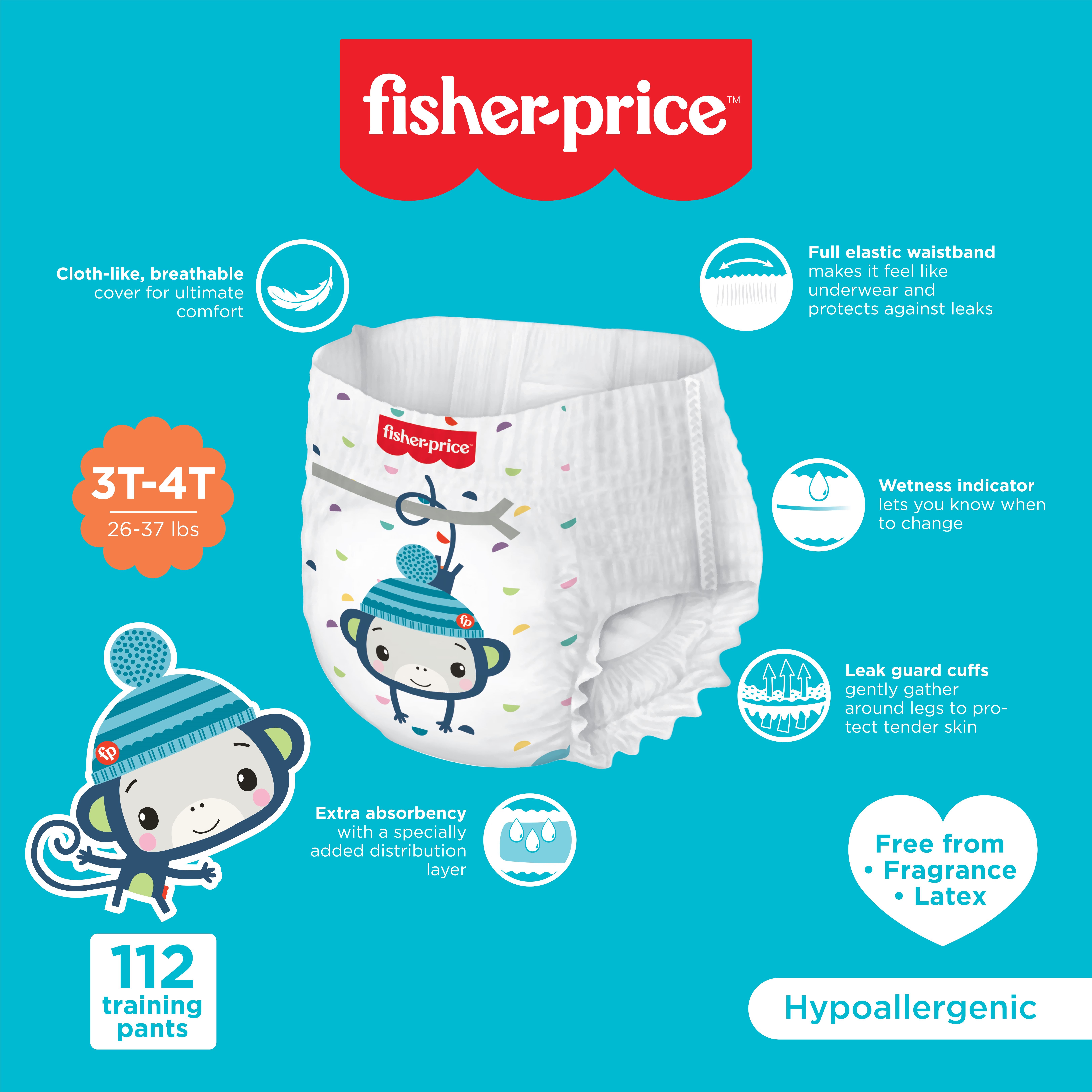 Fisher-Price Boys Pull-up Potty Training Pants for Toddlers, 3T-4T, 112 Count