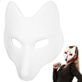 thumbnail image 1 of Máscara blanca en blanco, máscara de zorro pintada a mano, estilo japonés, máscara artesanal DIY para disfraz de mascarada de Halloween, Cosplay, 1 of 5