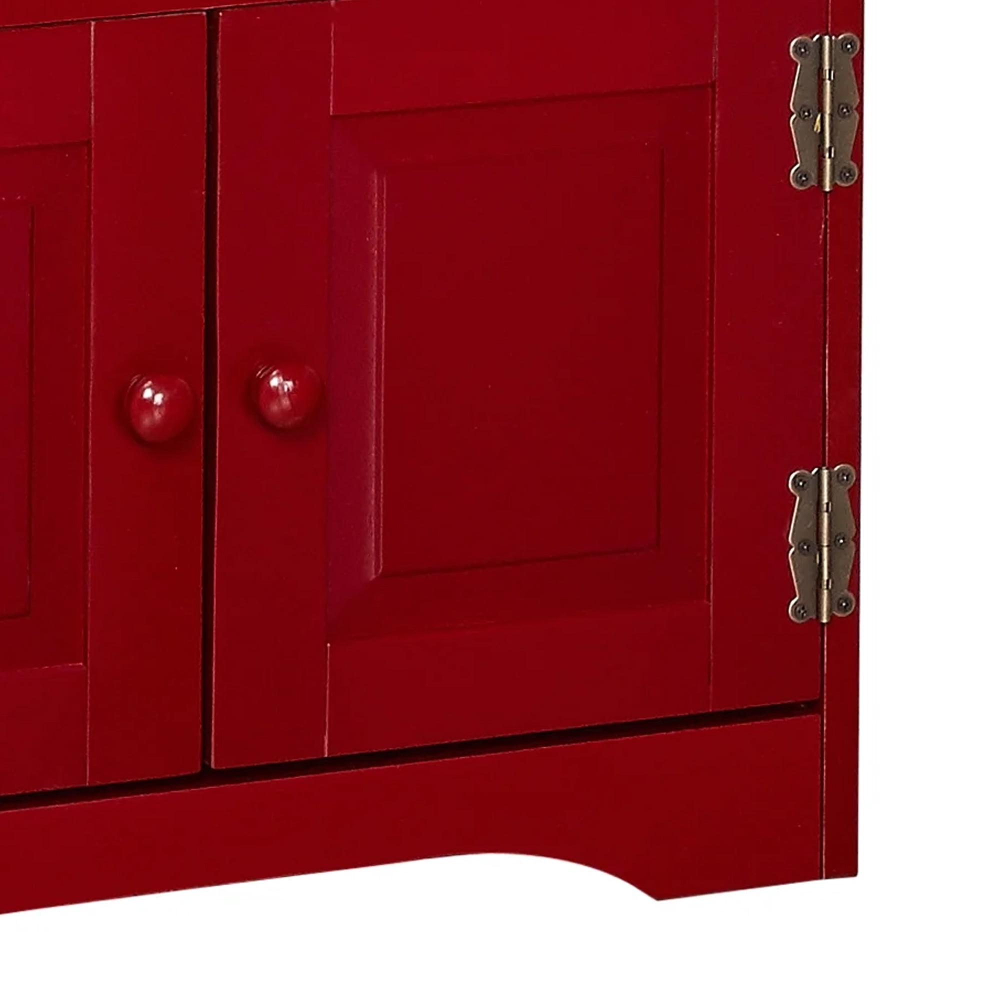 TMS Contemporary Four Door Vertical Wall Cabinet with Shelves, Red