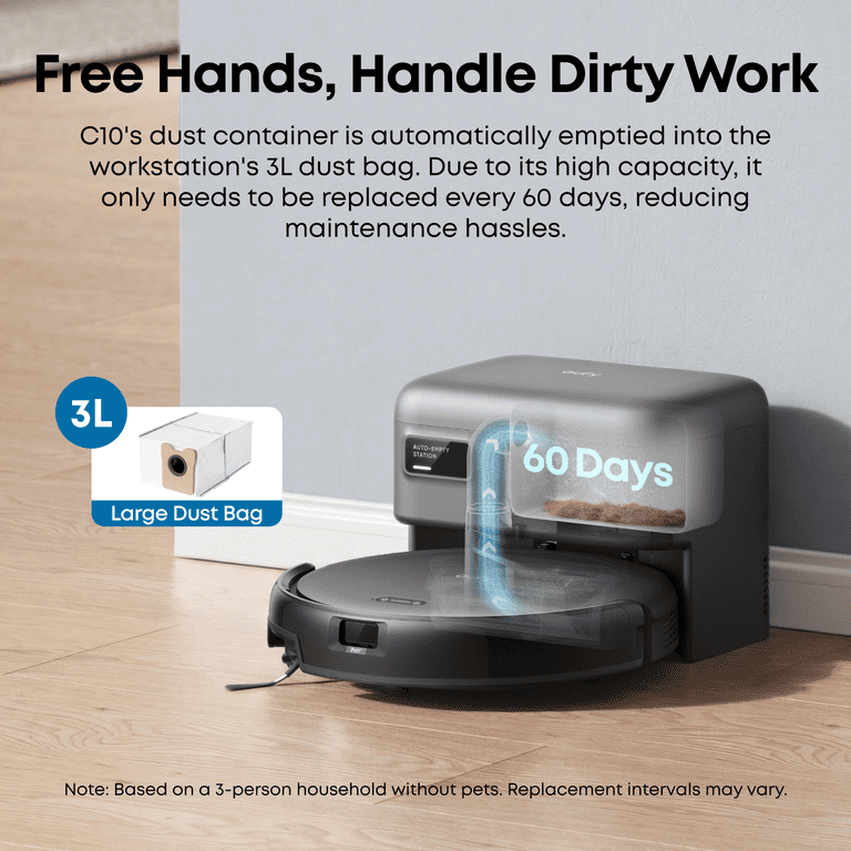 eufy, Robot Vacuum, C10, Self-Emptying with Smart Mapping
