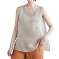 thumbnail image 2 of Dwaogom Womens Summer Round Neck Tank Tops Casual Textured Basic Tops Sleeveless Shirts Waterproof Padded Coat Womens Batwing Sleeve Tops With Pockets, 2 of 3
