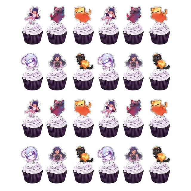 Set de decoración para fiestas con tema de juego Jlemon Cat, 24 piezas