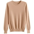 thumbnail image 4 of Arlun Sweaters for Women Casual Soft Comfort Fall Winter Casual Crewneck Pullover Tops Dressy Long Sleeve Trendy Warm Solid Color Base Layer Sweater Khaki One Size, 4 of 4
