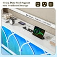 thumbnail image 6 of EnHomee King Size Metal Bed Frame with Vintage Headboard & Footboard Metal Platform Bed Frame King with LED Lights Bed Frame with Charge Station & Storage, Noise Free, White, 6 of 6