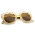 thumbnail image 4 of sunglassLA Unisex Women's Geometric Metal Bridge And Temple Square Lens Cat Eye Sunglasses (Creme / Brown) - 46mm, 4 of 4