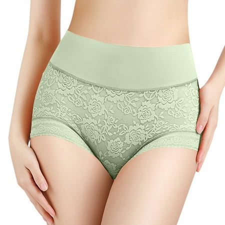

BSDHBS Women s Panties Womens High Waisted Lace Body Fitting Underwear Comfortable Large Underwear Green Size L
