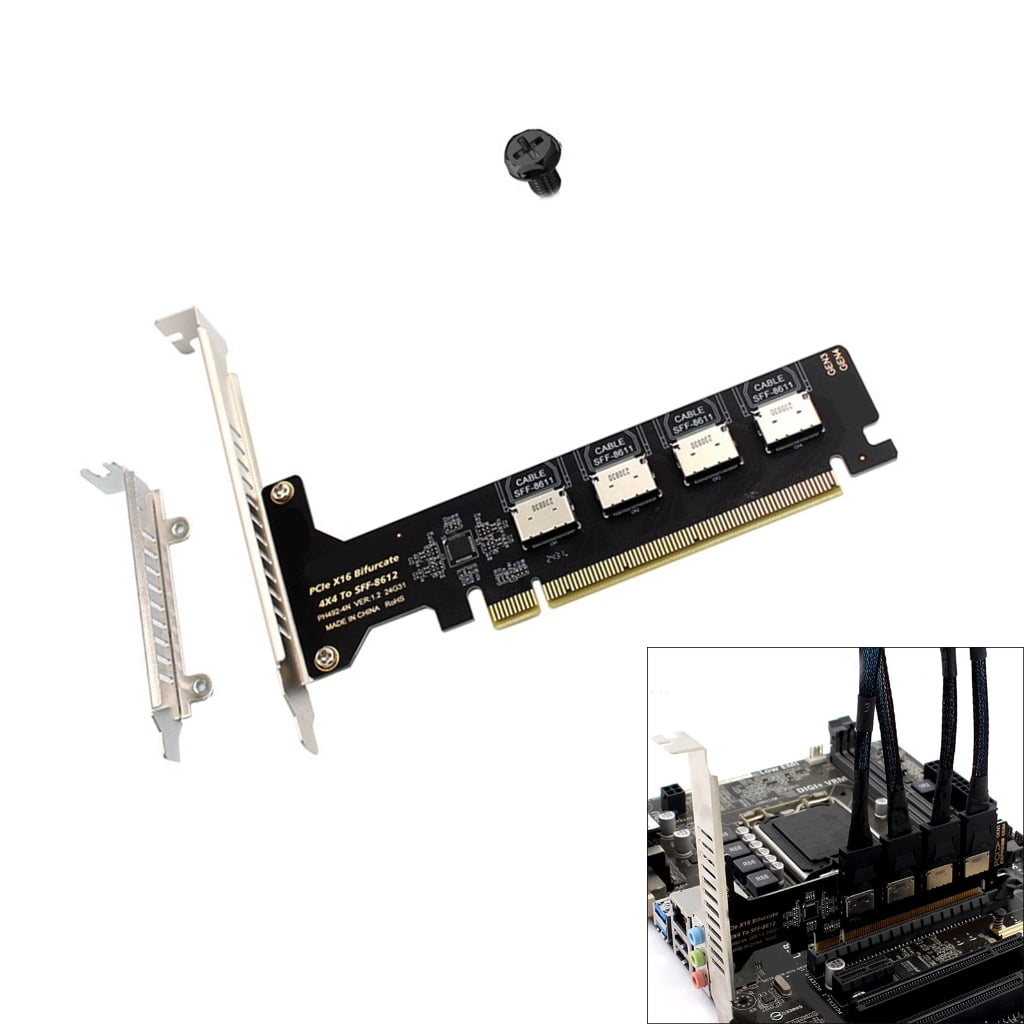 PCIe X16 To 4 Port Oculink SFF 8612 SFF 8611 Adapter Expansion Card For Motherboards Solid Disks Graphics Card